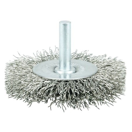 Weiler Wolverine 3" Crimped Wire Wheel, .008" Steel Fill, 1/4" Stem 36259